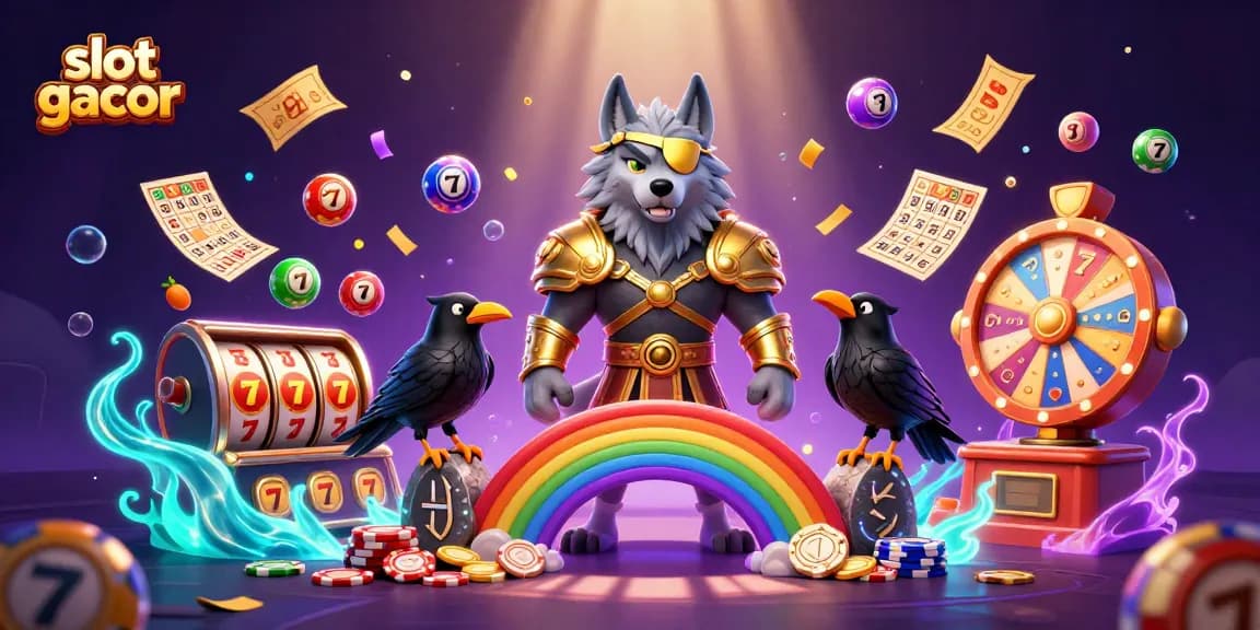 Slot gacor dengan karakter Odin dan ravennya, menggambarkan atmosfer kasino yang memikat.